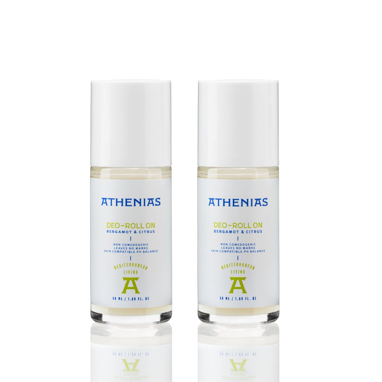 Bergamot & Citrus Deodorant Roll-On 2-Pack | Non-Clogging Underarm + Aluminum-Free + Natural Ingredients