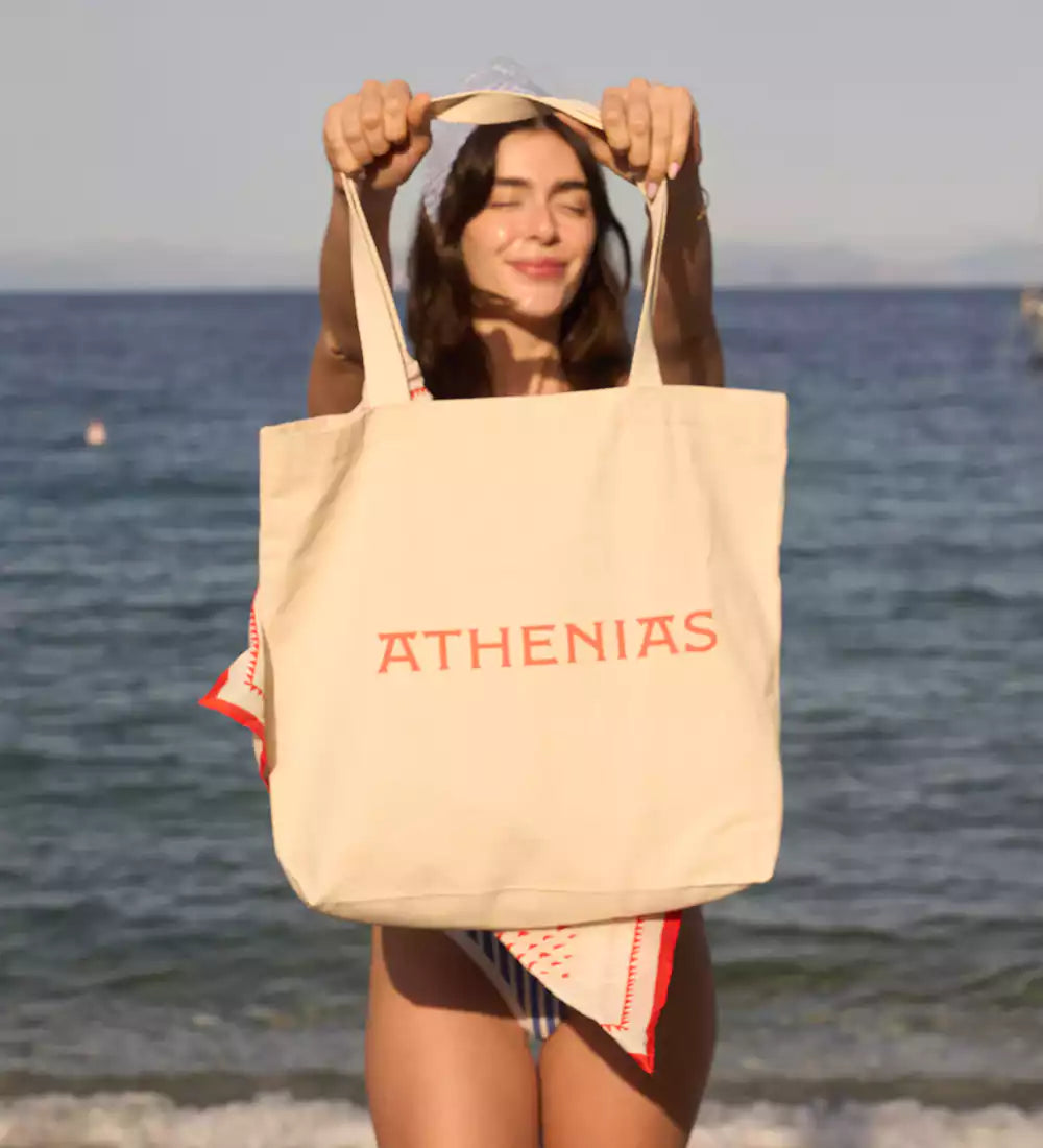 athenias doğa dostu kanvas plaj çantası