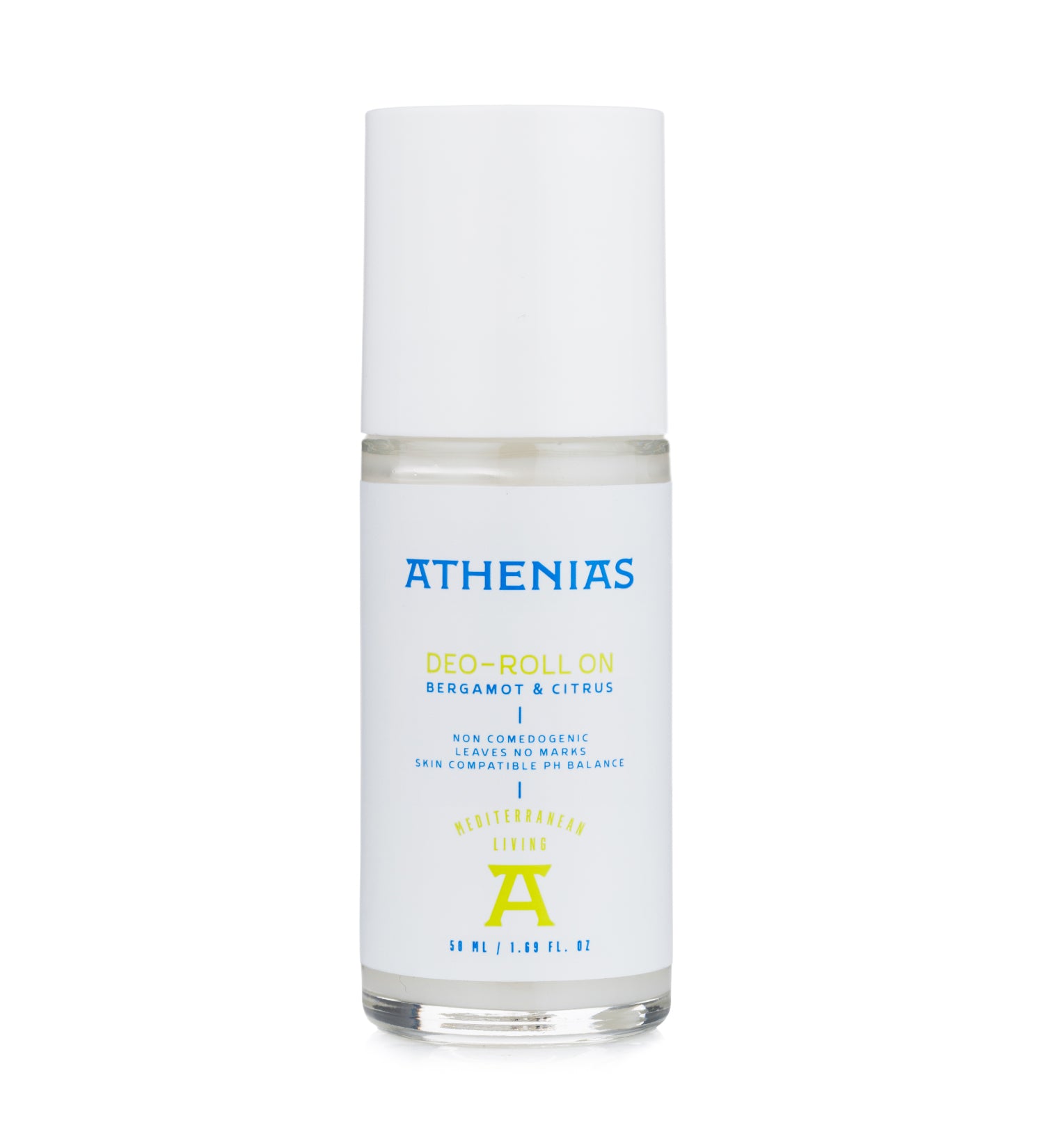 Athenias Bergamot & Citrus Deodorant Roll On | Koltuk Altını Tıkamayan + Aluminyum İçermeyen + Doğal İçerik